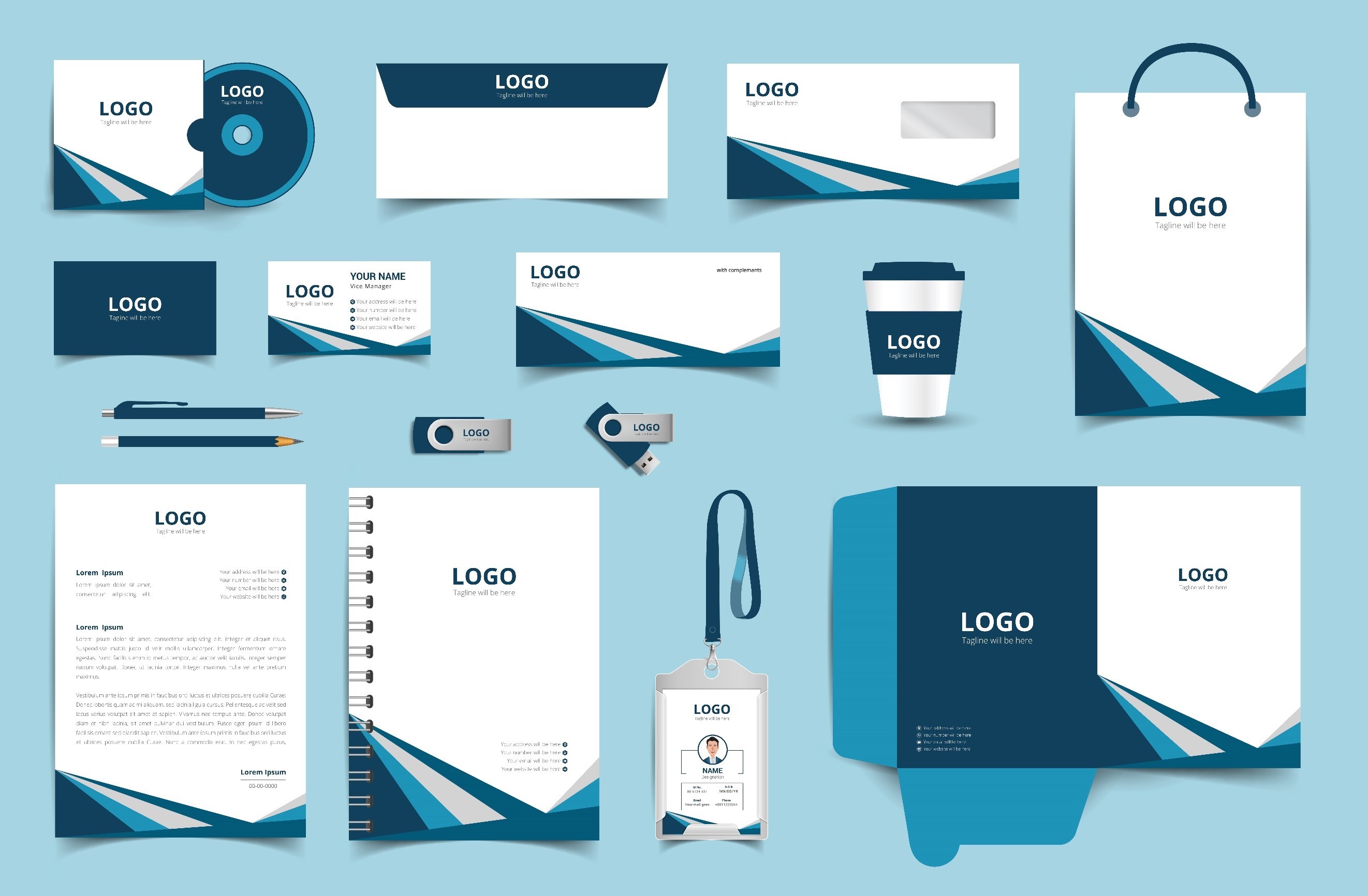 SET OF BRANDED CORPORATE STATIONERY AND PROMOTIONAL ITEMS